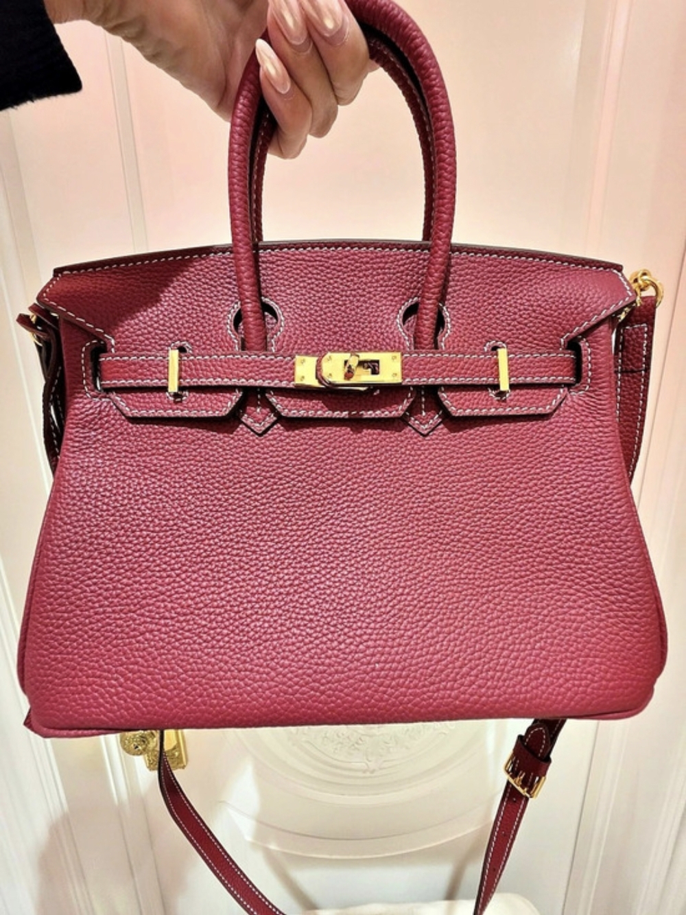 Structured Satchel in Deep raspberry. - Picture 2 of 11